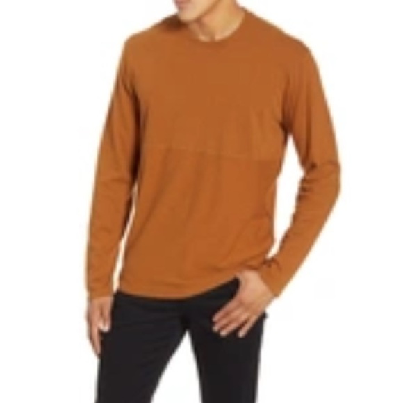 BLDWN Hugo Shirt Slim Fit Long Sleeve T-shirt Cotton Wool Blend In Almond - Picture 1 of 1